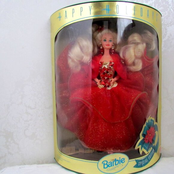 BARBIE HAPPY HOLIDAYS SPECIAL EDITION BLONDE in GLORIOUS RED SPARKLE BALL GOWN - Picture 3 of 5